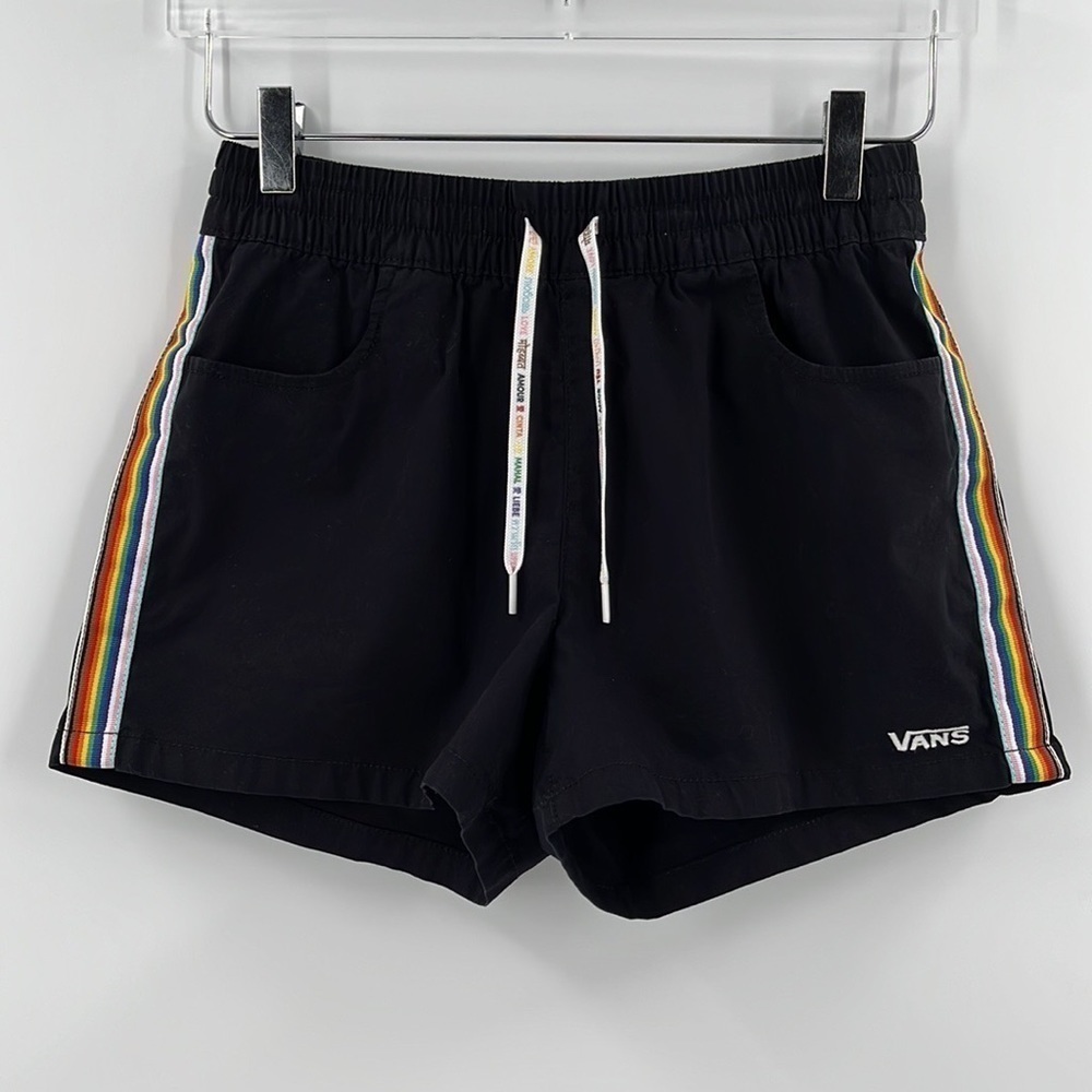 VANS Pride Rainbow Stripe Shorts Black Drawstring  XSmall